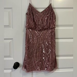 Adrianna Papell Rose Mauve Sequin Mini Dress